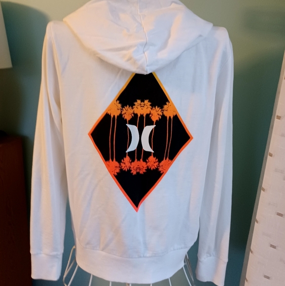 Hurley Tops - Hurley White Full Zip Hoodie - Women's Size XL